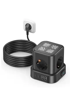 4lü Akım Korumalı Priz Gece Lambalı 2xusb 2xtype-c Çıkış Yüksek Gerilim Koruma Çoklu Priz Çoğaltıcı