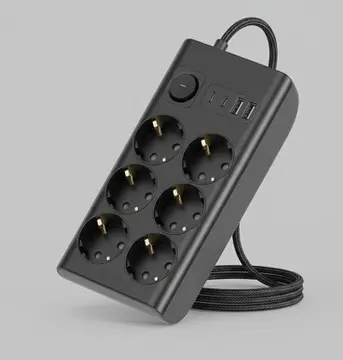 Akım Korumalı 6’lı Priz 2xusb 2xtype-c Çıkış Yüksek Gerilim Koruma Çoklu Priz Çoğaltıcı