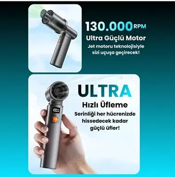 Violent Turbo Jet Fan Süpürge Özellikli 130000rpm Ultra Güçlü Motor Güçlü Vakum 4000mah Bataryalı F1
