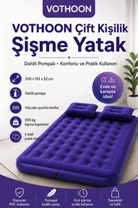 Vothoon Çift Kişilik Şişme Yatak Dahili Pompalı 203x152x22 Cm 2 Yastıklı