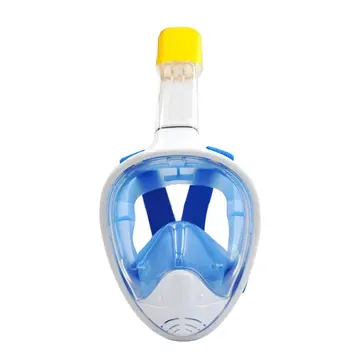Full Face Şnorkel Maske Su Altı Maskesi Anti-sisaksiyon Kamera Takılabilir Mavi S/m