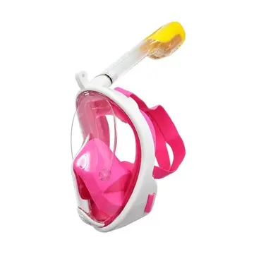 Full Face Şnorkel Maske Su Altı Maskesi Anti-sis Aksiyon Kamera Takılabilir Pembe S/m