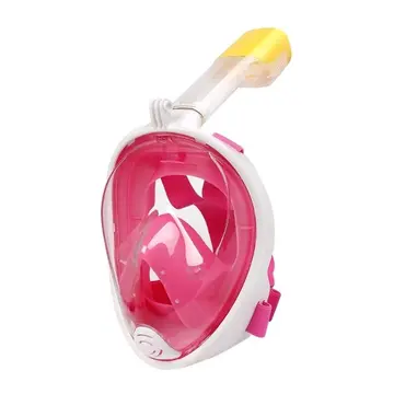 Full Face Şnorkel Maske Su Altı Maskesi Anti-sis Aksiyon Kamera Takılabilir Pembe S/m