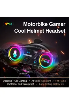 Y13 Motor Kask Kulaklık Rgb Modlu Radyolu Motosiklet Kulaklık 5.3 Bluetooth Intercom