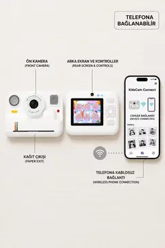 Çocuk Anında Baskılı Fotoğraf Makinesi 16mp Dijital Kamera 1080p Video Wifi Telefon Destekli
