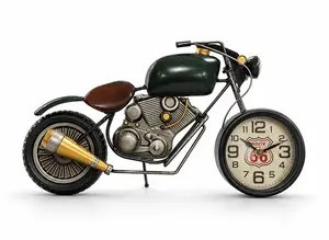 Motosiklet Tasarımlı Metal Duvar Saati