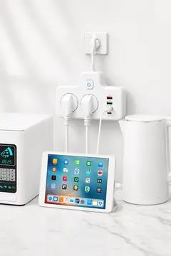 Bkl-502 Akım Korumalı 2li Priz 2 Usb Ve 2 Type-c Çıkış 4000w Hızlı Şarj Duvar Tipi Dokunmatik Led Aydınlatmalı