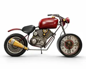 Motosiklet Tasarımlı Metal Duvar Saati