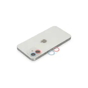 İphone 12 Renkli Kamera Lens Koruma Cam - Pembe-mavi
