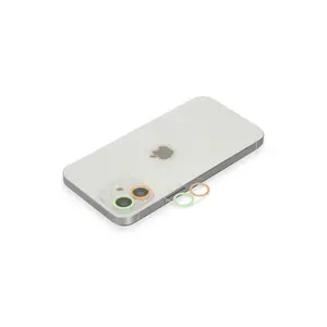 İphone 12 Mini Renkli Kamera Lens Koruma Cam - Turuncu-yeşil