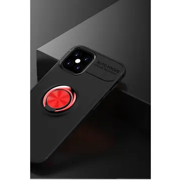 İphone 12 Mini Kılıf Range Yüzüklü Silikon - Siyah-kırmızı