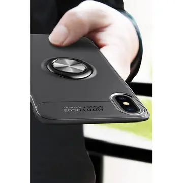 İphone Xs Max Kılıf Range Yüzüklü Silikon - Siyah-kırmızı