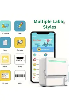 Mini Taşınabilir Yazıcı 13 Rulo Kağıtlı Mürekkepsiz Etiket Yazıcısı Mini Termal Yazıcı