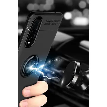 Oppo Find X2 Kılıf Range Yüzüklü Silikon - Siyah-gold