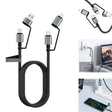 4’ü 1 Arada 100w Akıllı Tasarım Yüksek Dayanıklılık Çoklu Uyumlu Örgülü Hızlı Şarj Kablosu
