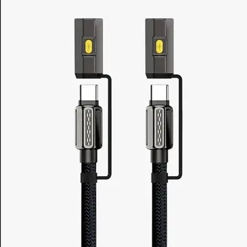 Led Fener Ve Alevsiz Çakmak Fonksiyonlu Type-c Şarj Ve Data Kablosu 120 Cm Siyah