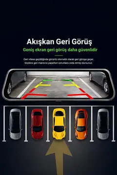 2k Ekran Tam Dokunmatik 9.66” Dikiz Ayna Araç Içi Kamera (1080p Arka)