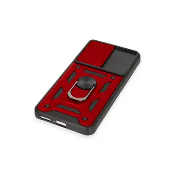 Xiaomi Mi 12t Pro Kılıf Pars Lens Yüzüklü Silikon - Kırmızı