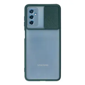 Samsung Galaxy M52 5g Kılıf Palm Buzlu Kamera Sürgülü Silikon - Yeşil