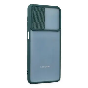 Samsung Galaxy M52 5g Kılıf Palm Buzlu Kamera Sürgülü Silikon - Yeşil