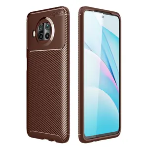 Xiaomi Mi 10t Lite Kılıf Auto Focus Karbon Kapak - Kahverengi