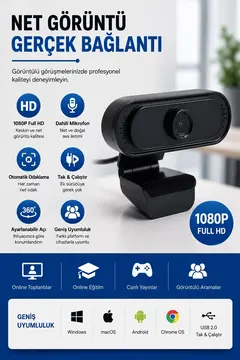 Webcam Orjınal 1080p Hd Konferans Kamera Dahili Mikrofon Görüntülü Sohbet Yayın Kamerası Hd Video