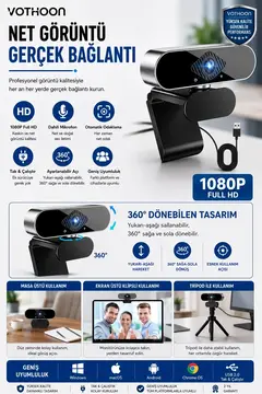 Webcam Orjınal 1080p Hd Konferans Kamera Dahili Mikrofon Görüntülü Sohbet Yayın Kamerası Hd Video