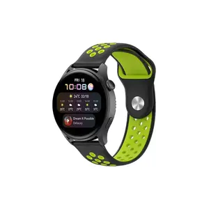 Watch 20mm Spor Delikli Kordon - Siyah-yeşil