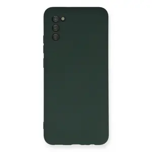 Samsung Galaxy A03s Kılıf Nano İçi Kadife Silikon - Koyu Yeşil