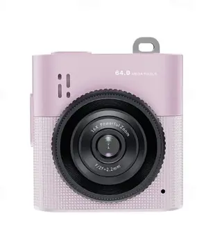 Mini Dijital Kamera 64mp 16x Digital Zoom Retro Vintage 1.4’’ekranlı Video Kamera Taşınabilir Tasarım Pembe