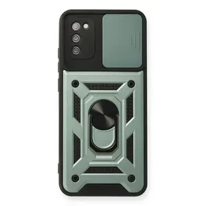Samsung Galaxy A03s Kılıf Pars Lens Yüzüklü Silikon - Yeşil