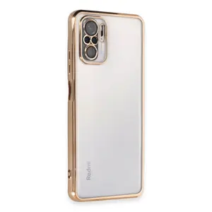 Xiaomi Redmi Note 10 Kılıf Razer Lensli Silikon - Gold
