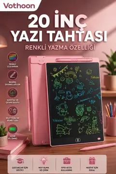 20 Inc Renkli Lcd Grafik Dijital Kalemli Çizim Tableti Yazı Tahta Not Yazma Eğitim Tableti Mavi