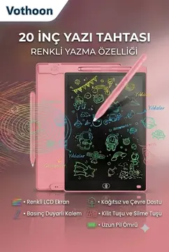 20 Inc Renkli Lcd Grafik Dijital Kalemli Çizim Tableti Yazı Tahta Not Yazma Eğitim Tableti Mavi