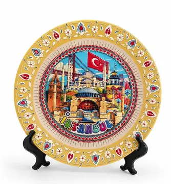 İstanbul Temalı Porselen Dekoratif Tabak 12 Cm