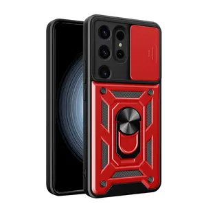 Samsung Galaxy S24 Ultra Kılıf Pars Lens Yüzüklü Silikon - Kırmızı