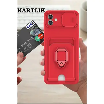 Samsung Galaxy A05 Kılıf Zuma Kartvizitli Yüzüklü Silikon - Siyah