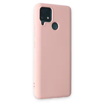 Realme C15 Kılıf Nano İçi Kadife Silikon - Pudra