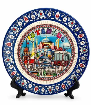 İstanbul Temalı Porselen Dekoratif Tabak 20 Cm