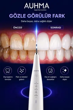 Ultrasonic Şarjlı Elektrikli Akıllı Diş Temizleme Cihazı Beyazlatıcı 5 Mod 3+1 Başlık, Ipx8 Su Geçirmez Siyah