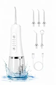 Şarjlı Ağız Duşu Diş Bakım Cihazı 4 Modlu Diş Arası Temizleyici 320ml 5 Başlıklı 1500 Mah Kablosuz