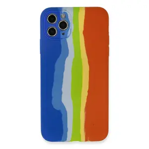 İphone 11 Pro Kılıf Ebruli Lansman Silikon - Mavi-turuncu