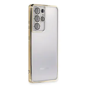 Samsung Galaxy S21 Ultra Kılıf Razer Lensli Silikon - Gold