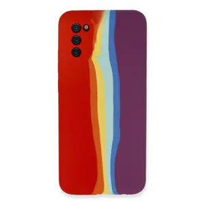 Samsung Galaxy A03s Kılıf Ebruli Lansman Silikon - Kırmızı-mor