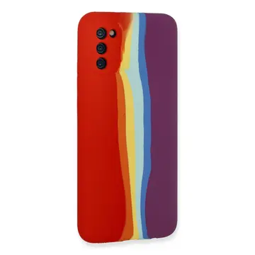 Samsung Galaxy A03s Kılıf Ebruli Lansman Silikon - Kırmızı-mor