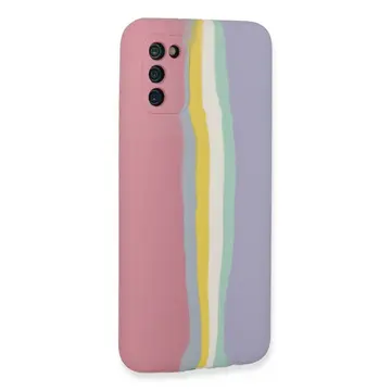 Samsung Galaxy A03s Kılıf Ebruli Lansman Silikon - Pembe-lila