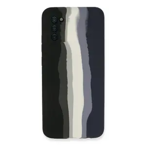 Samsung Galaxy A03s Kılıf Ebruli Lansman Silikon - Siyah-lacivert