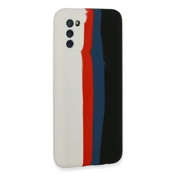 Samsung Galaxy A03s Kılıf Ebruli Lansman Silikon - Beyaz-siyah