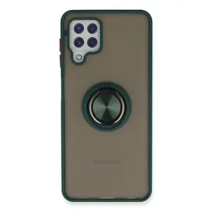 Samsung Galaxy A22 Kılıf Montreal Yüzüklü Silikon Kapak - Yeşil