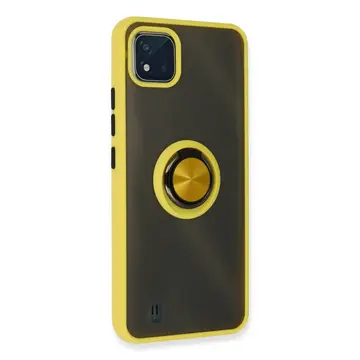Realme C11 2021 Kılıf Montreal Yüzüklü Silikon Kapak - Sarı